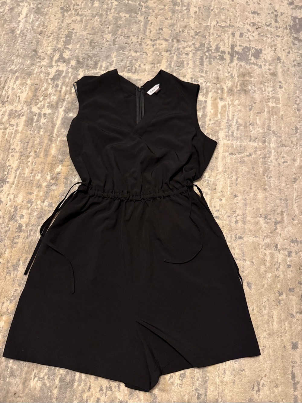 Calvin Klein Black Sleeveless Drawstring Romper Dress